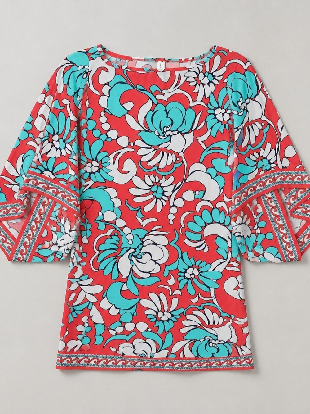 Trina Turk Women’s Red Floral Bell-Sleeve Dress